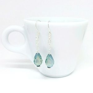 Sterling Silver Tear Drop Crystal Dangling Earring